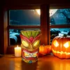 Outdoor Tiki Statue Garden Deco with Solar Light Hawaiian Tiki Ornament (Blue)