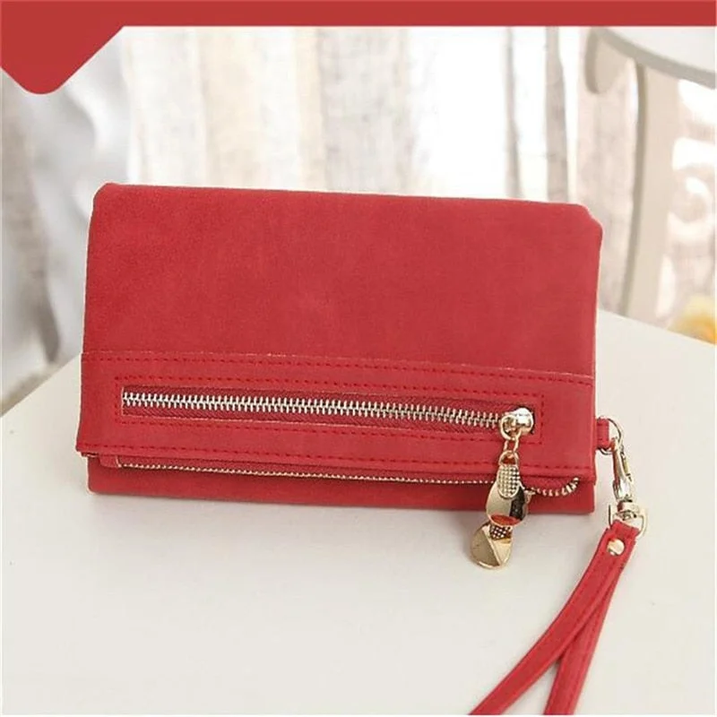 Big Capacity Women's Wallets Dull Polish Leather Wallet Double Zipper Day Clutch Purse Wristlet Coin Purse Card Holder Wallet