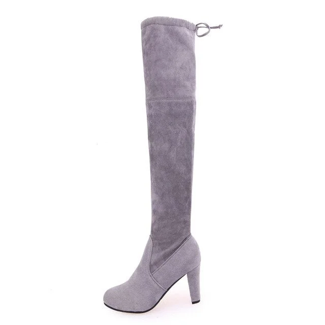 Back to college 2022 Winter Women's Over The Knee Boots Women Suede Woman Skinny Knee High Heels Ladies Autumn Sexy Pumps Female Long Boot Shoes