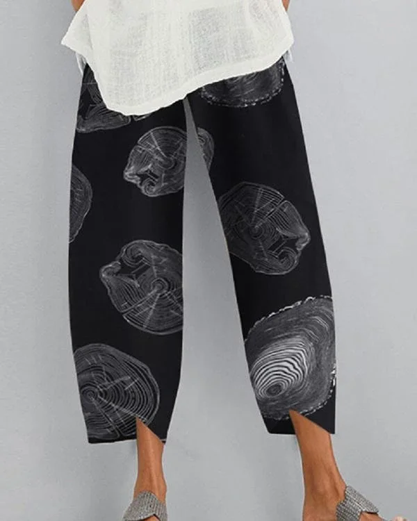 new fashion loose cotton and linen printed casual pants p206060