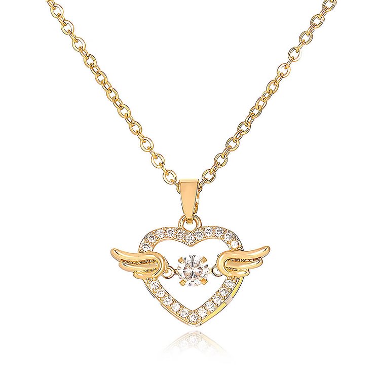 Memorial - You Walk Beside Me Everyday Heart Wings Necklace