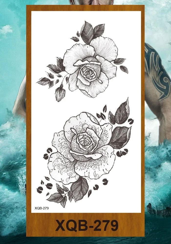 Temporary Tattoos Stickers Women Girls Arm Waist Buttocks Chest Art Fake Tatoo Sexy Flower Bush Peony Rose Lily Body Face Jewels