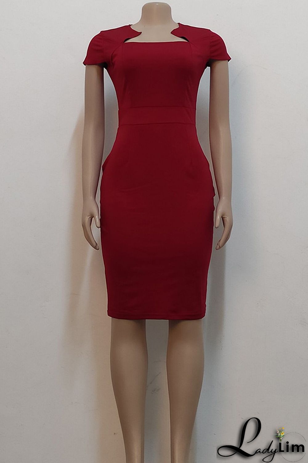 Blue Fashion Casual Solid Basic Short Sleeve Dress