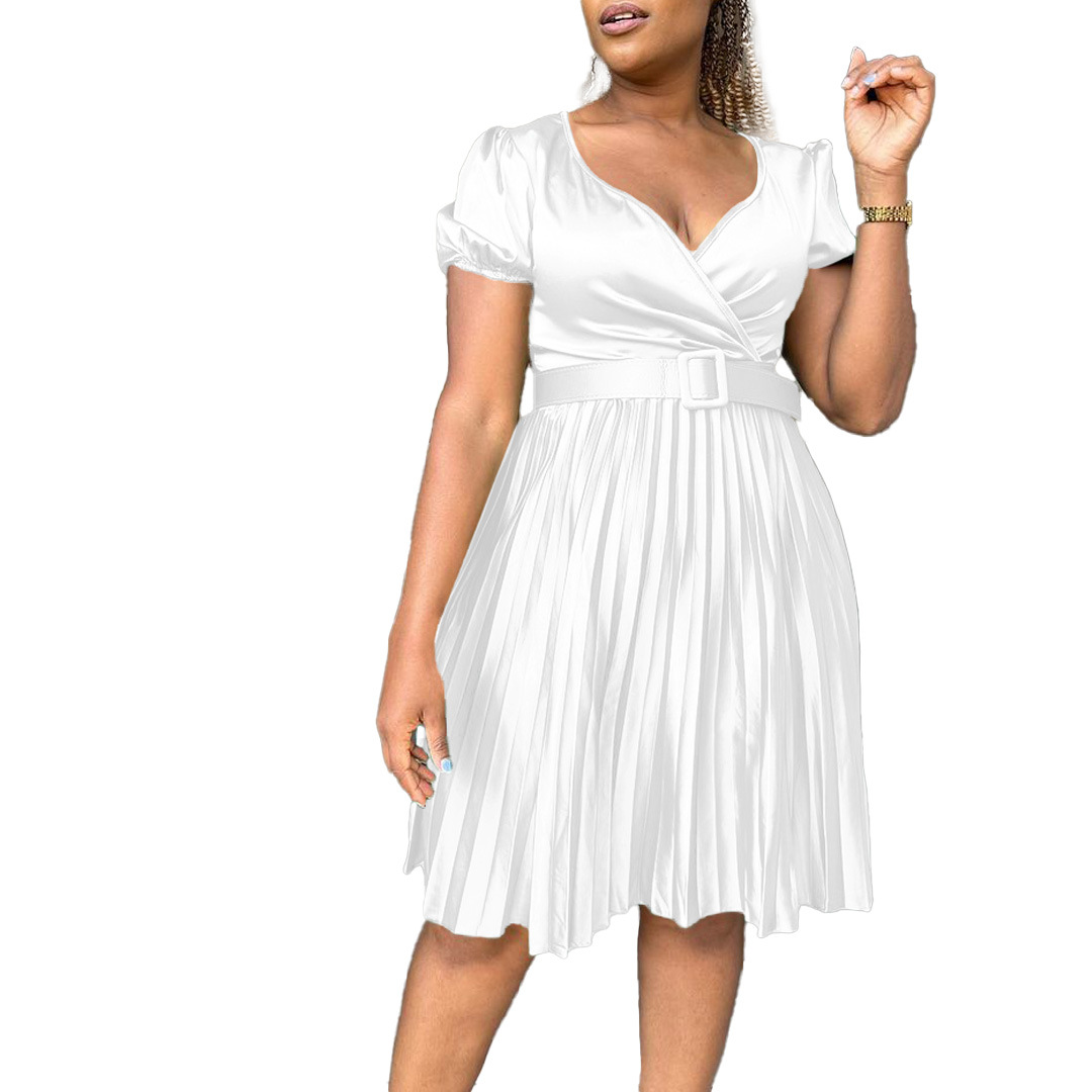Women's clothing 2023 summer new sexy pleated large size dress