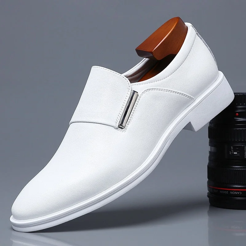 White Leather Shoes Men&#39;s Leather Spring Breathable 2022 New Formal Business Derby Shoes Man Casual English Shoes for Men