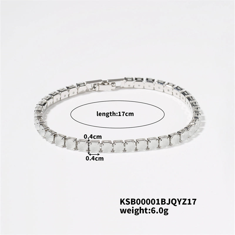 Hip-Hop Solid Color Copper Inlay Zircon K Gold Plated Rhodium Plated Unisex Tennis Bracelet