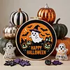 Halloween Ghost DIY Cotton Embroidery Kit with Embroidery Hoop Pre-Printed Pattern Needlework 30x30cm Starter Hand Stitch Kits for Beginners Adults
