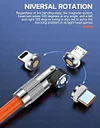 540&deg; Rotating Magnetic Charging Cable, 3-in-1 Cell Phone Charger 3A Fast Cable Supports Data Transfer USB Magnet for iPhone/Micro USB/C Type Devices