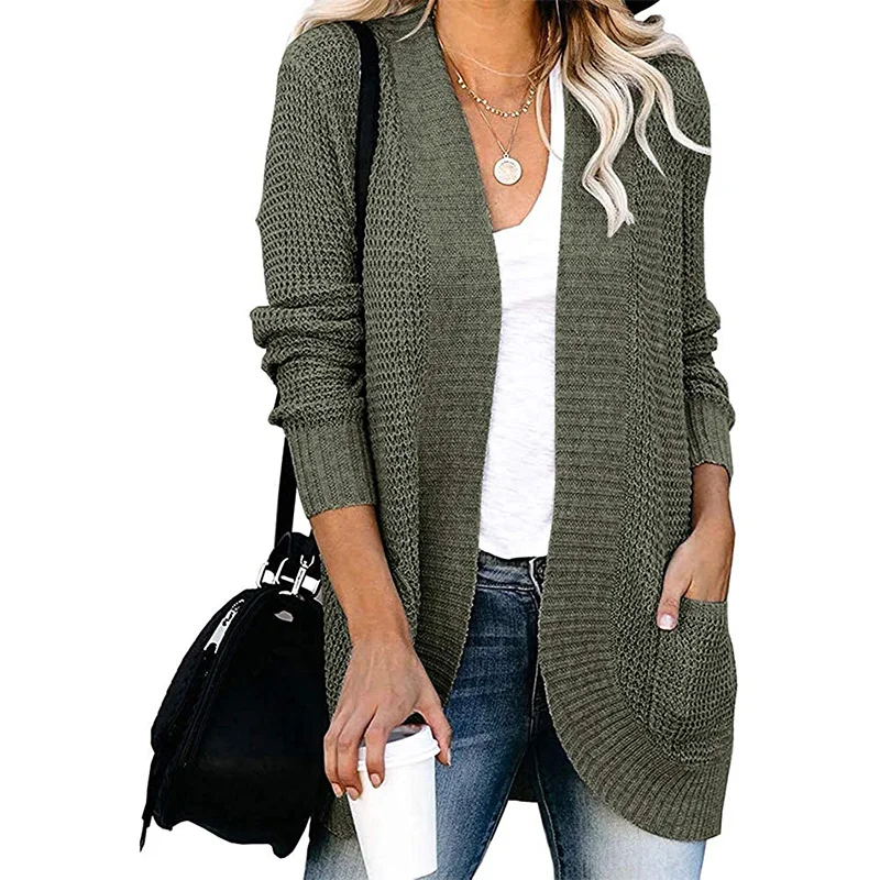 Uveng Uveng Exclusively For The Autumn And Winter New Ladies Fashion Long Sleeve Pocket Sweater Knit Cardigan