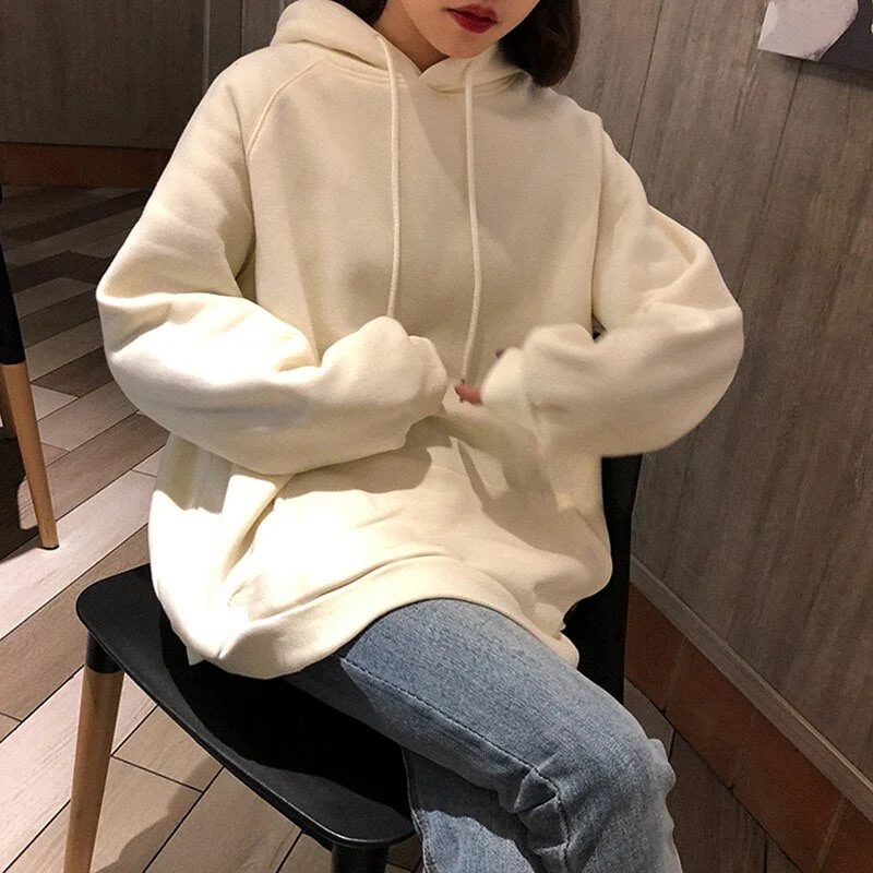 Woman Oversized Hoodie Front Pouch Pocket Thick Fleece Sweatshirt Pastel Color Basic Hoodies & Sweatshirts