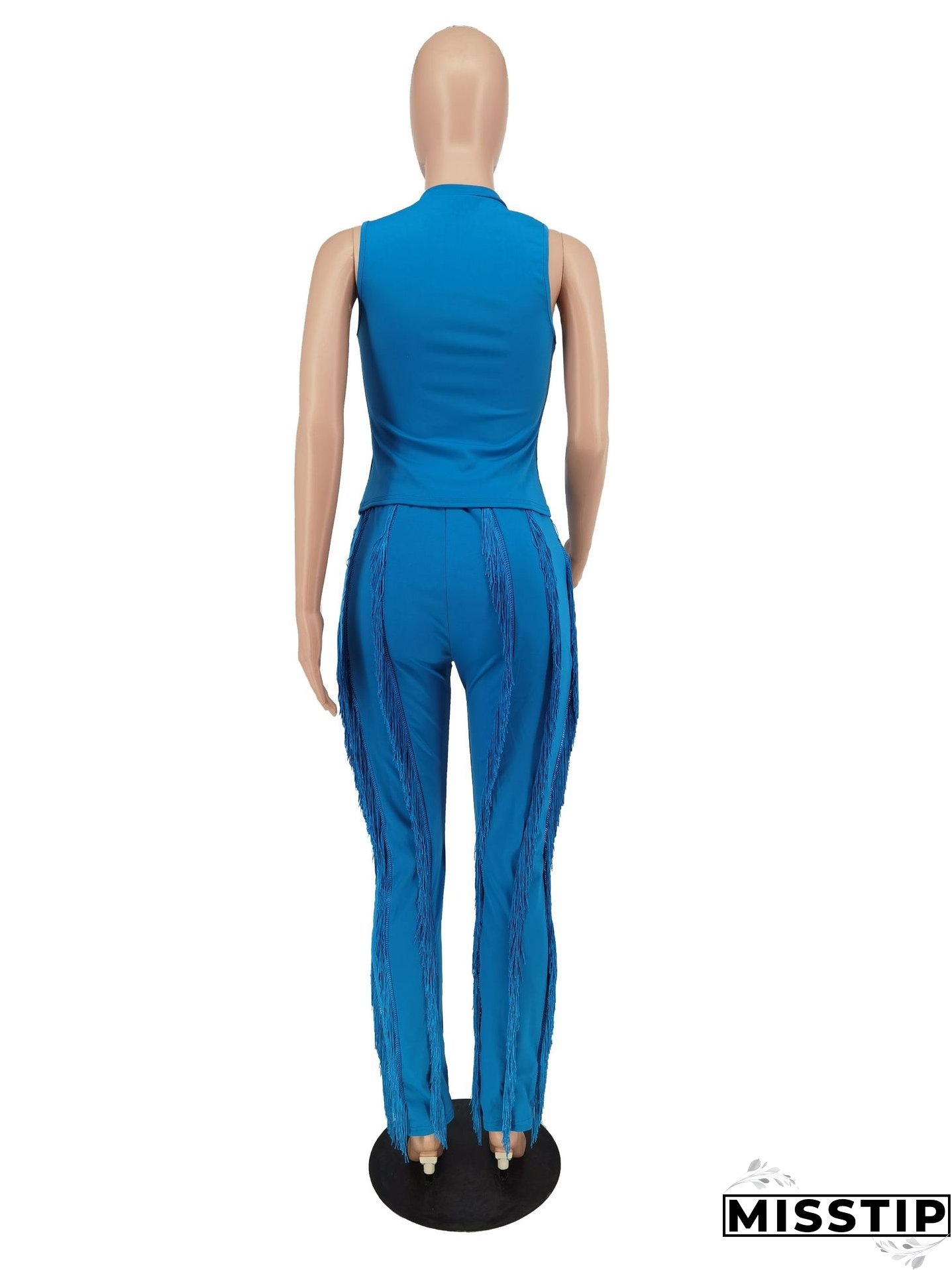 Women's Solid Color Tassel Two Piece Suit