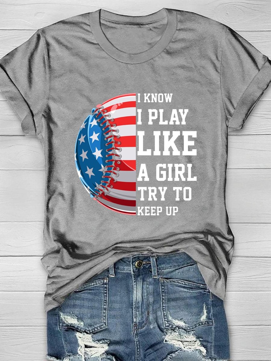 Softball For Girls Print Short Sleeve T-Shirt