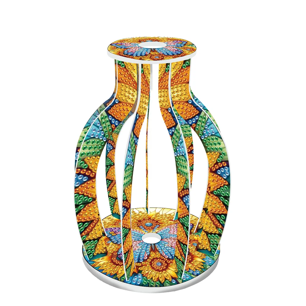 Acrylic Wood Sunflower Butterfly Diamond Painting Flower Vase for Home Office De