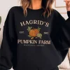 Women's Hagrid's Halloween Pumpkin Patch Printed Long- Sleeve Fall Sweatshirt