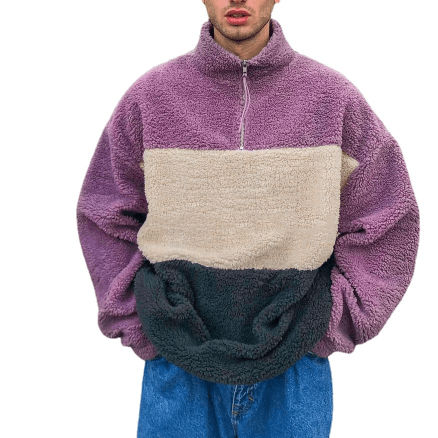 Stand-Up Collar Plush Sweater Granular Fleece Casual Jacket Men