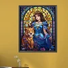 Diamond Painting -DIY Round Partial AB Drill Lion and Beauty（45x55cm）