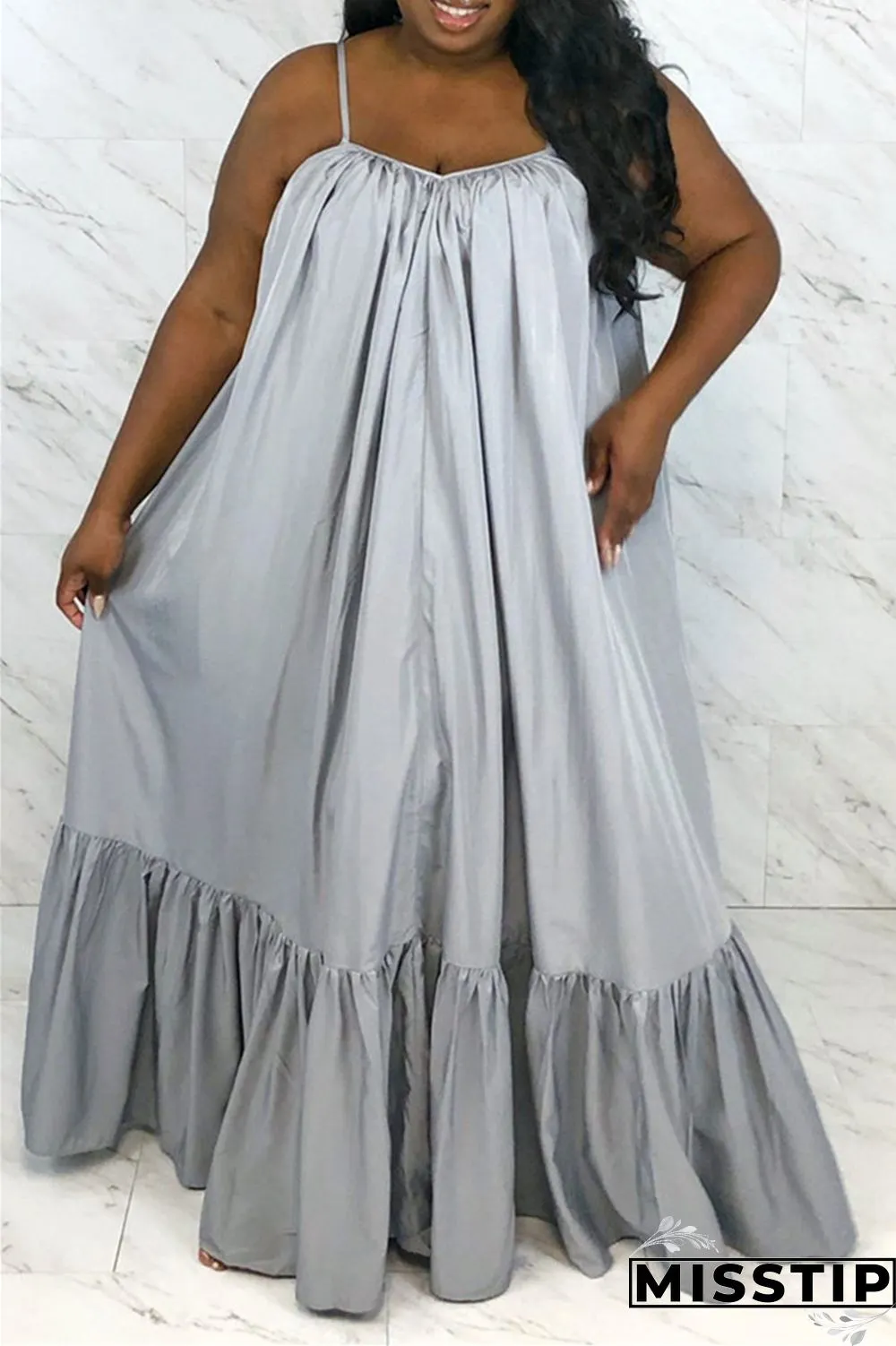 Pink Sexy Casual Solid Backless Spaghetti Strap Loose Sling Dress