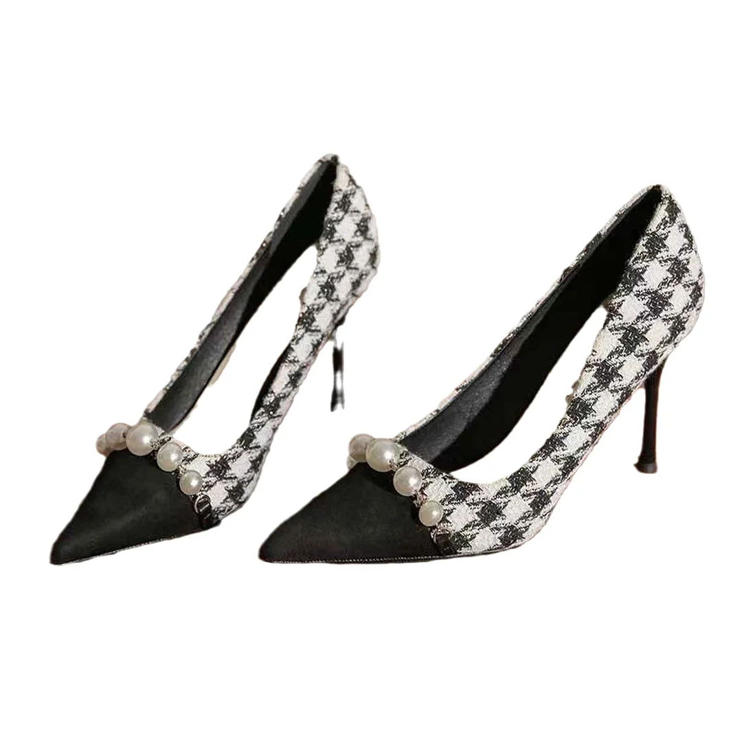 Breakj Breakj Fragrant High-Heeled Shoes 2025 New Autumn Tip French Single Shoes Thousand Bird Temperament Fine Heel Women's Shoes Large Size