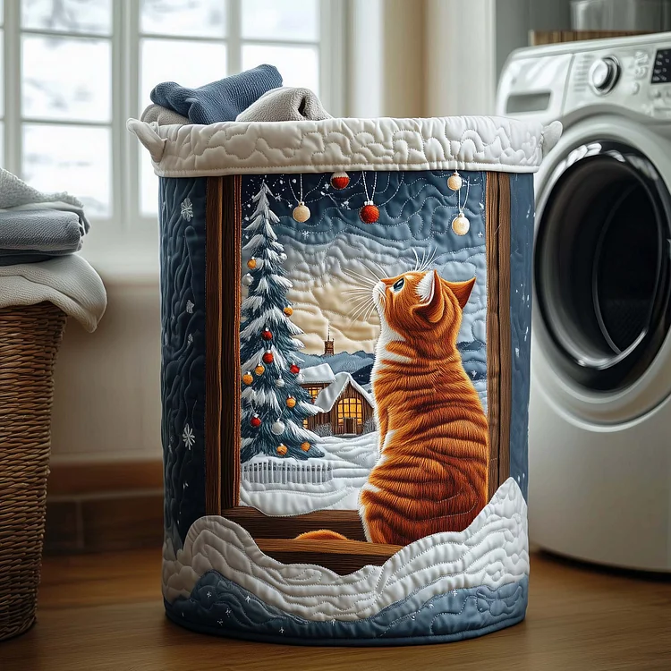 Cozy Whisker Quilted Laundry Basket GFTOTG1428