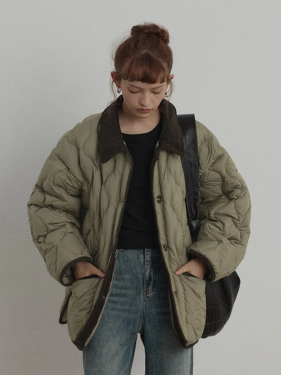 Toloer [Daihe] New Winter Leisure Lapel 90 White Duck Velvet Ultra Light Seam Color Jacket Down Jacket V5669-Outfit Ideas