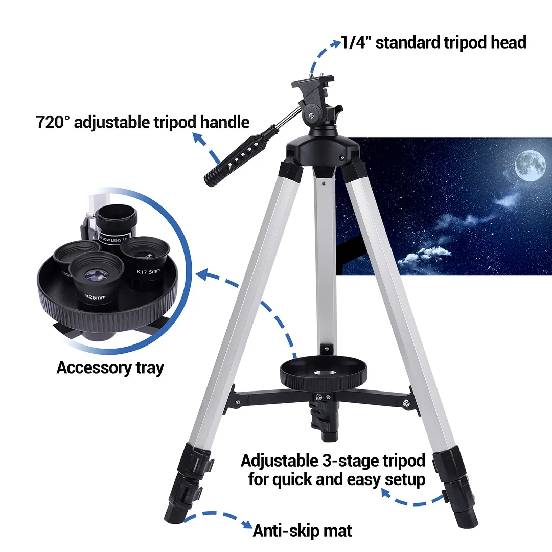 BEBANG Telescope for adults astronomy , 80mm Aperture Astronomical Telescope, 3 Rotatable Eyepieces Refractor Telescope with Tripod