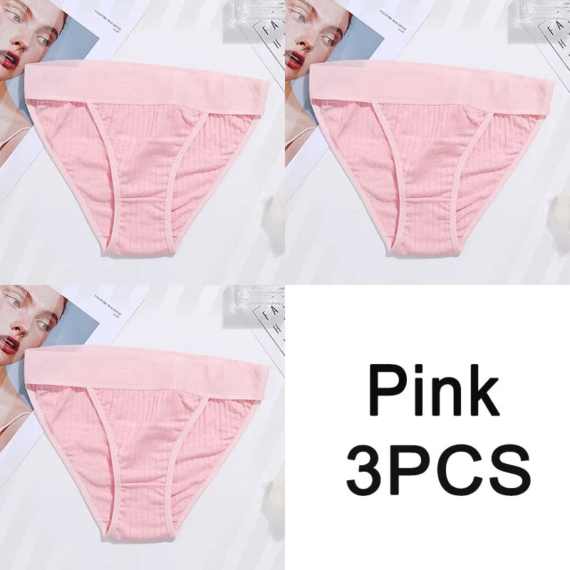 3PCS Women Cotton Panties Sexy Low Waist Underwear Panties Female Lingerie Underpants Hollow Heart Embossed Briefs Solid Color