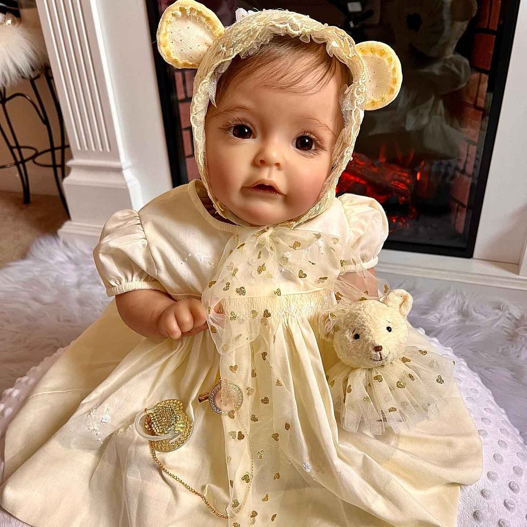 [Brand New Series!] 22" Soft Weighted Body Lifelike Cute Handmade Toddler Baby Doll Girl Heloise, Gift for Kids