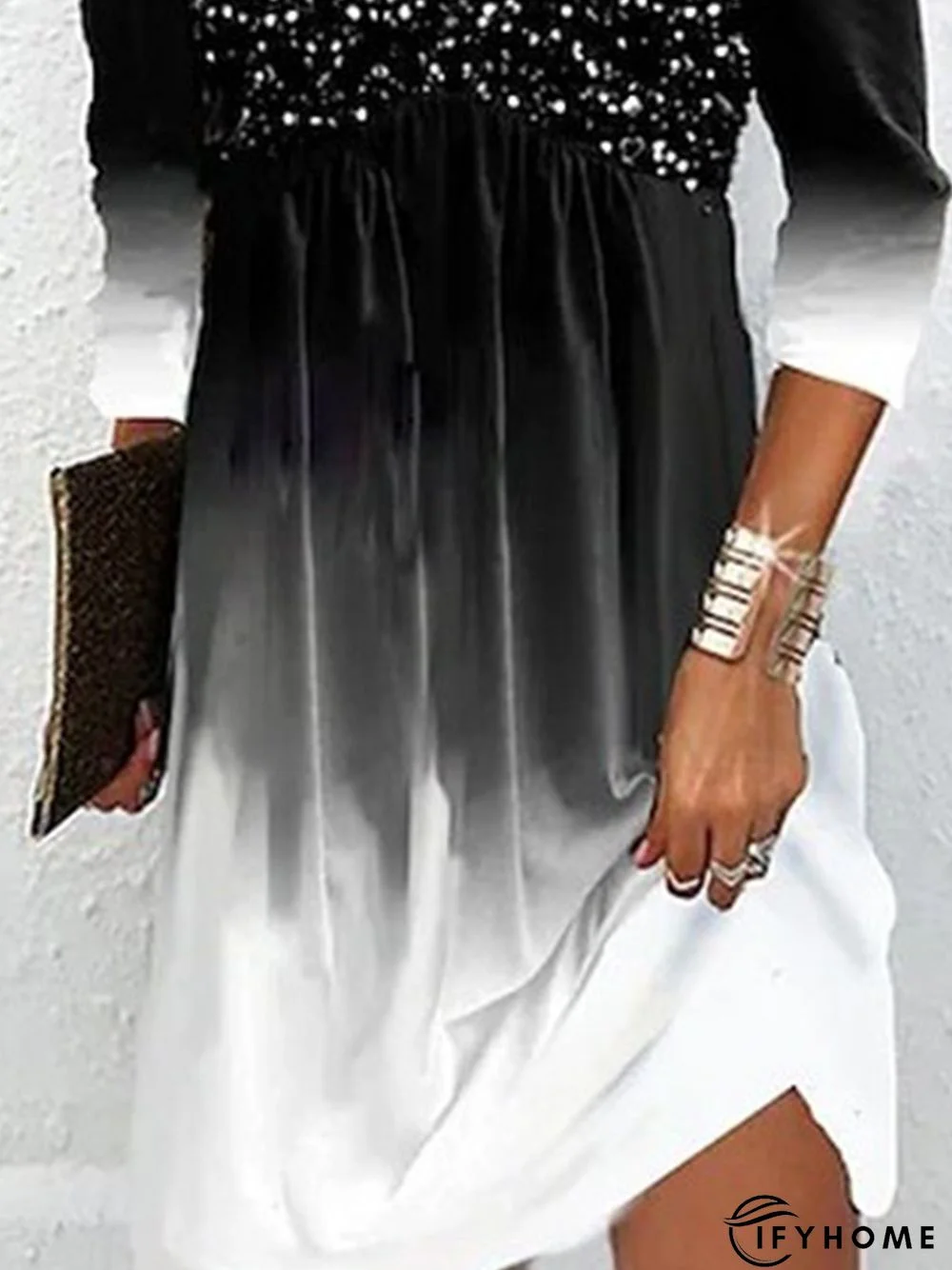 V Neck Plain Casual Daily Midi Dress | IFYHOME