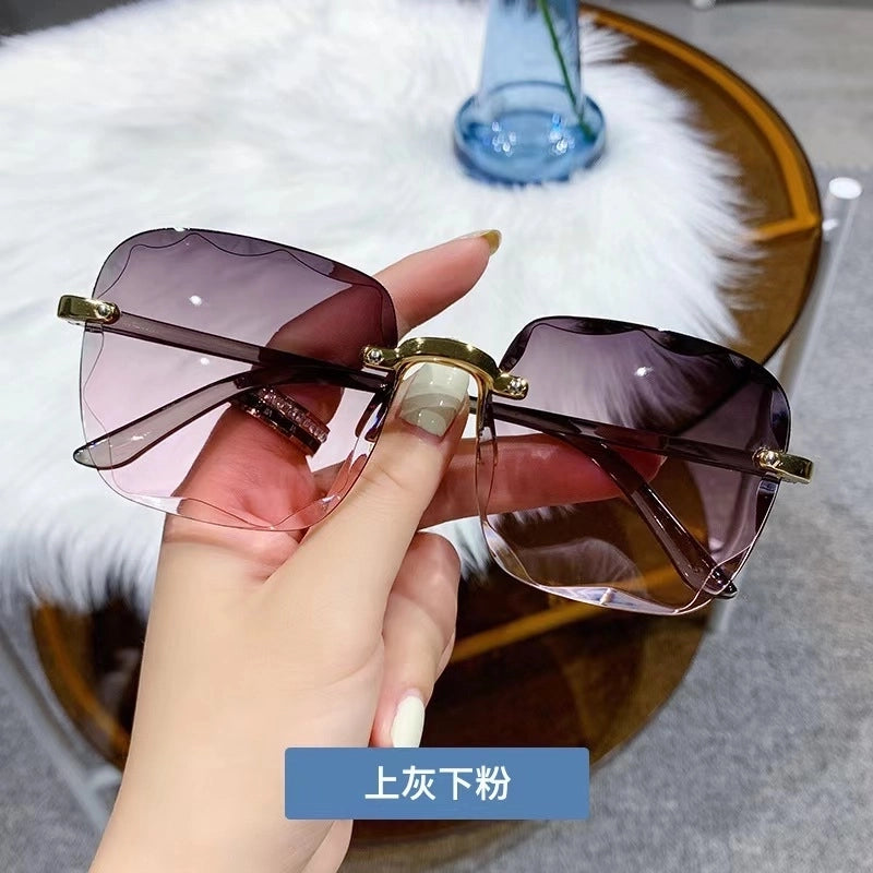 2 Pieces Fashion Gradient Color Pc Square Frameless Women’S Sunglasses