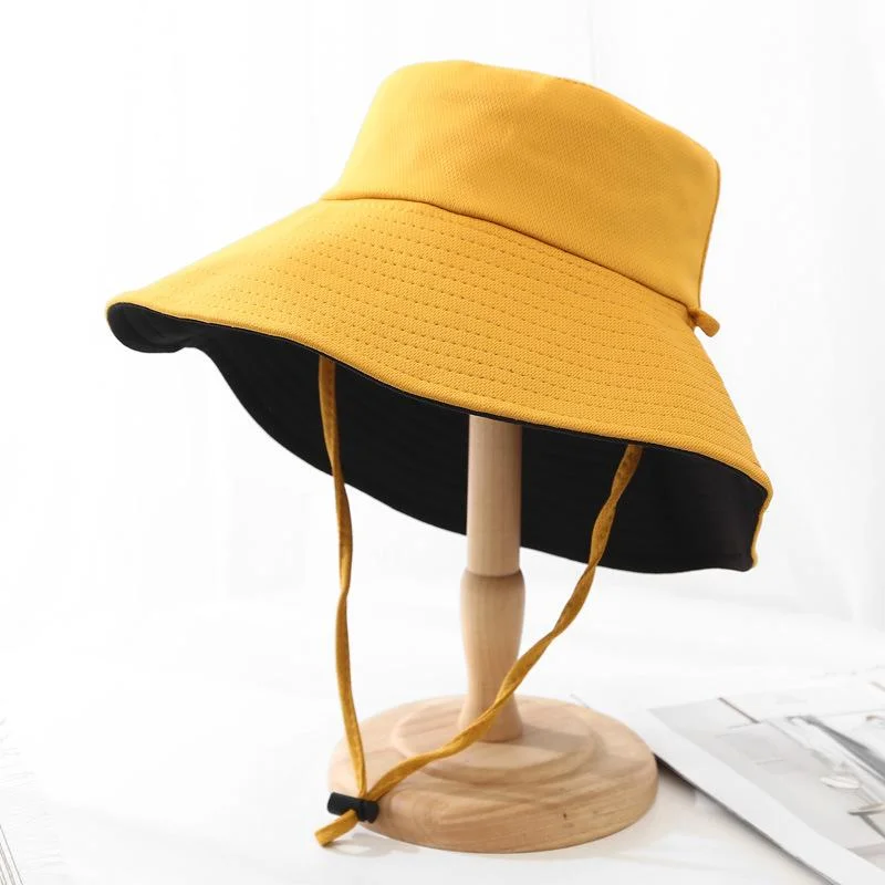 Large Brimmed Bucket Hat Female Solid Color Double-sided Outdoor Sun Protection Sun Hat