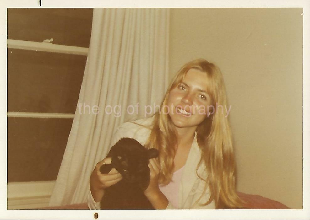 FOUND Photo Poster painting Color PRETTY BLONDE WOMAN Original Snapshot 60's 70's GIRL 15 8 O