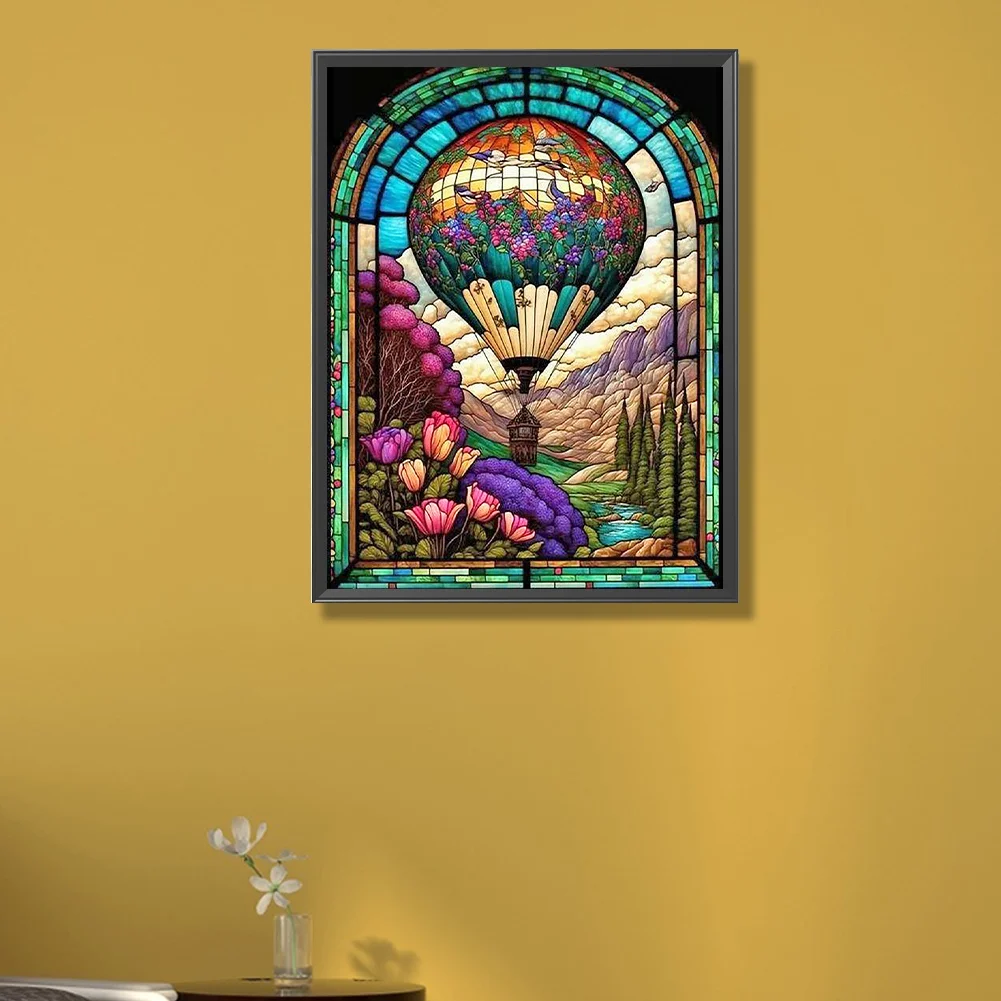 Diamond Painting - Full Round Drill - Stained Glass Hot Air Balloon(40*50cm)