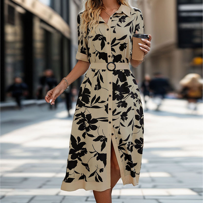 Mature Women Fashion Personality Summer Printing Elegant Dress