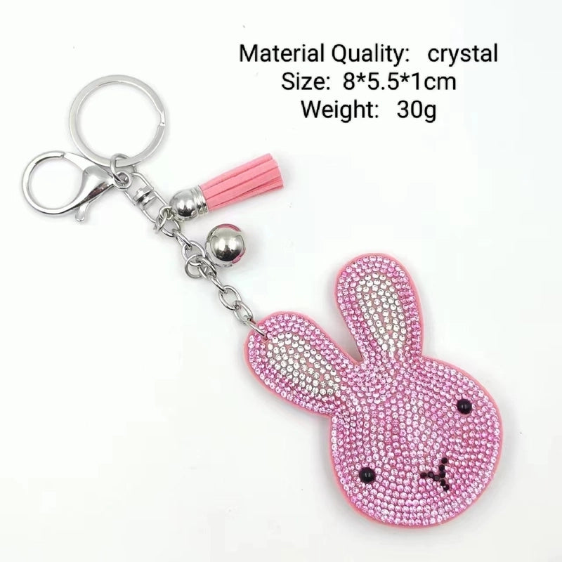Cute Rabbit Flannel Diamond Women’s Keychain