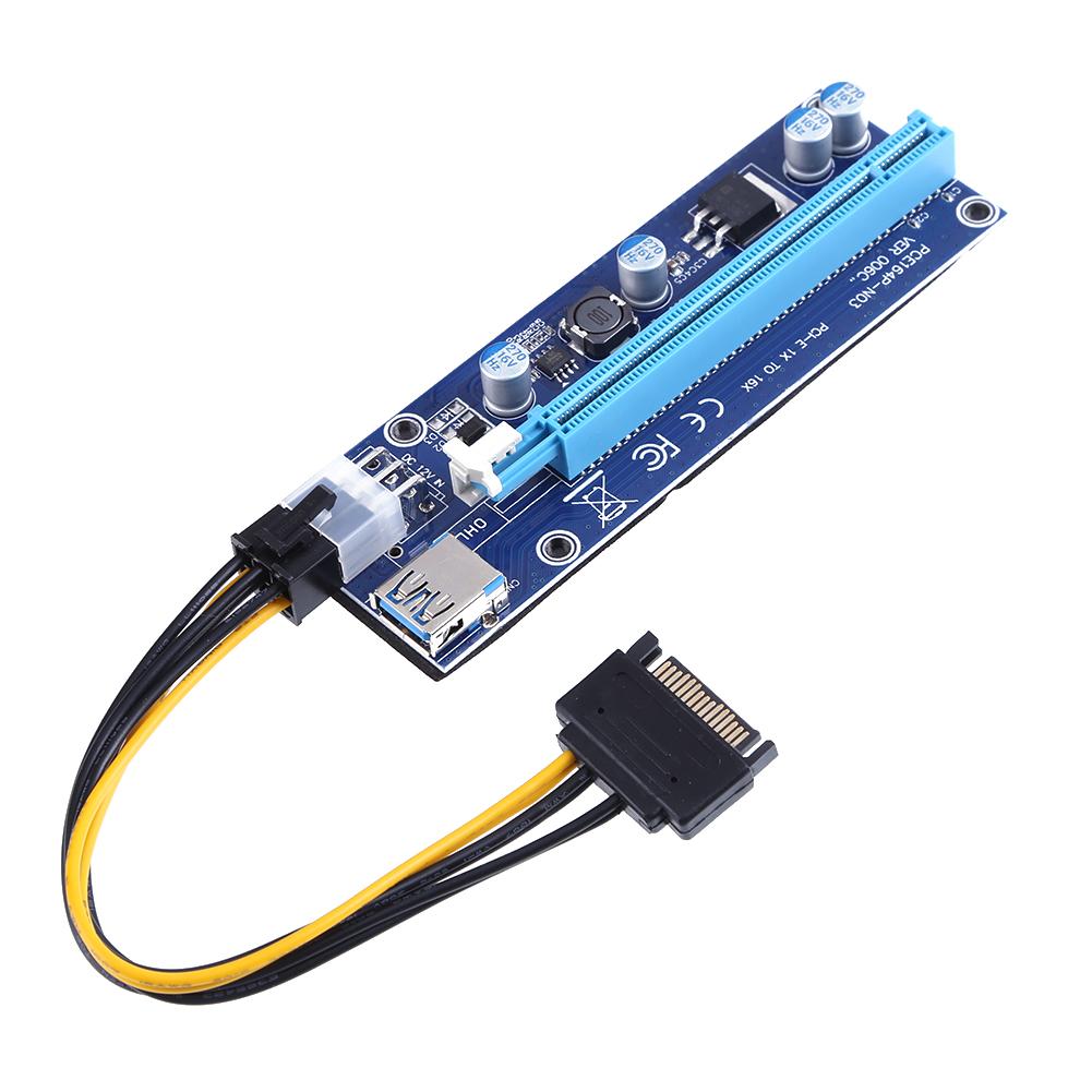 

PCI-E 1x to 16x Video Card Extender Card with 6Pin Power Cable USB3.0 Port, 501 Original
