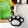 Full Bead Embroidery Keychain Paw Printed Craft Gifts(3.5x3cm)