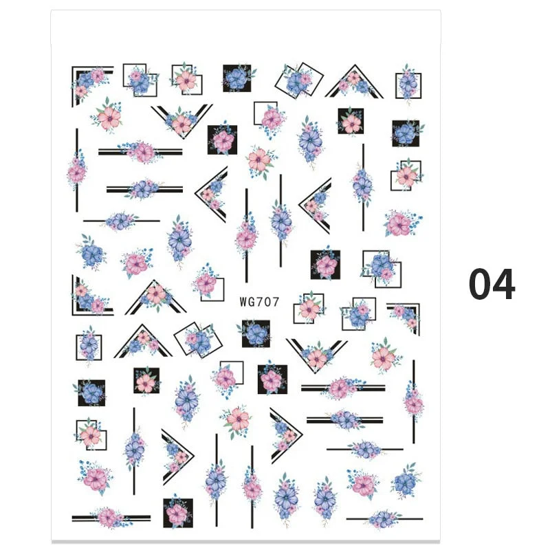 1PC Abstract Face 3D Nail Stickers Geometry Lines Love Letter Slider For Nails Gel Polish Decals For Manicures Decoration-Nail Inspo