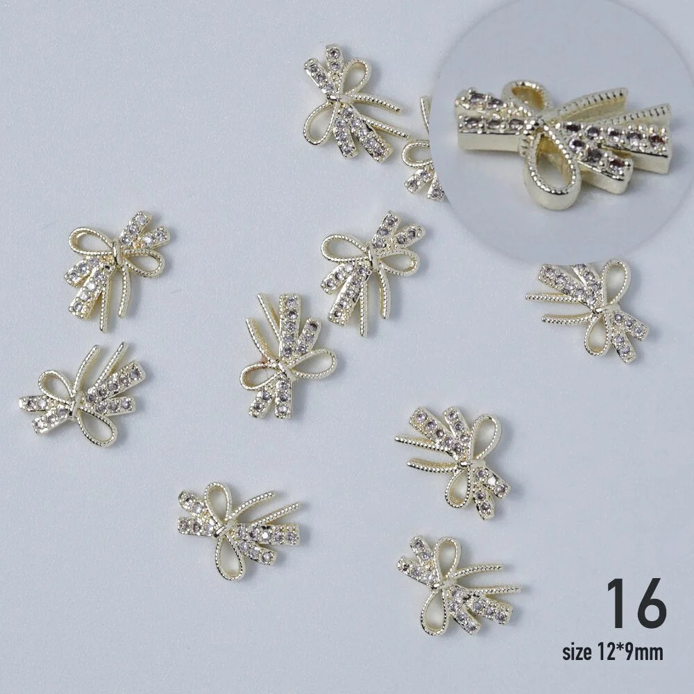 Nail jewelry 3D Alloy high quality zircon Butterfly Flower crystal Pearl Metal Manicure Nails DIY Accessories Nail Decor-Nail Inspo