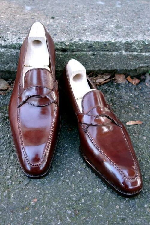 Handmade Mens Leather Moccasins Loafer, Men Dark burgundy Dress shoes