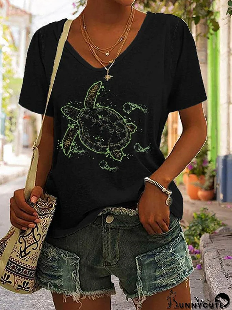 Women's Sea Turtle Print Casual T-Shirt