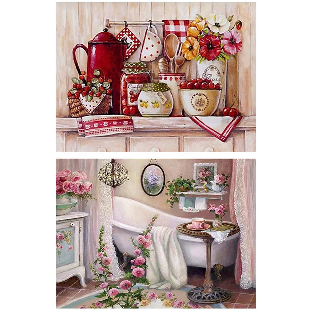 2pcs Diamond Painting - Full Round Drill - Home(Canvas|40*30cm)