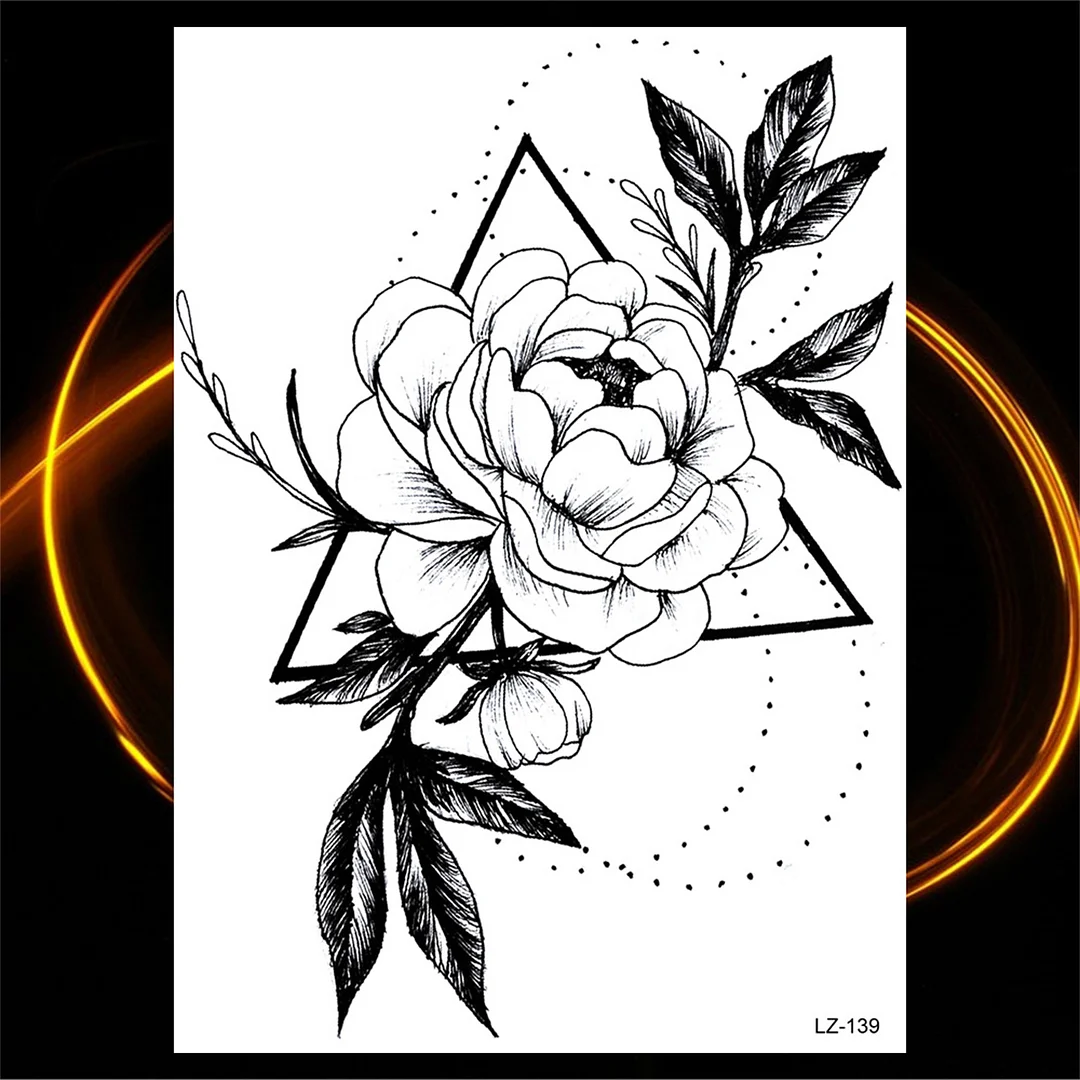 Sdrawing Rose Flower Temporary Tattoos For Women Thigh Adult Peony Florals Snake Pendant Fake Tattoo Sexy Water Transfer Tatoos