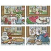 (4pcs) Window Season-14CT Stamped Cross Stitch 21*19cm(Bundle Sale)