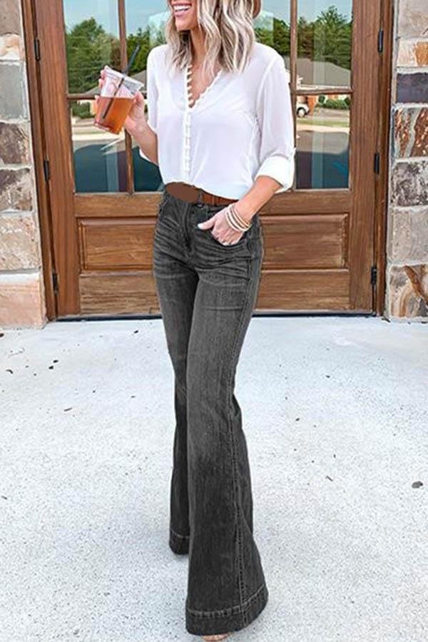 Womens Trendy Slim Broad-Legged Jeans-Allyzone-Allyzone