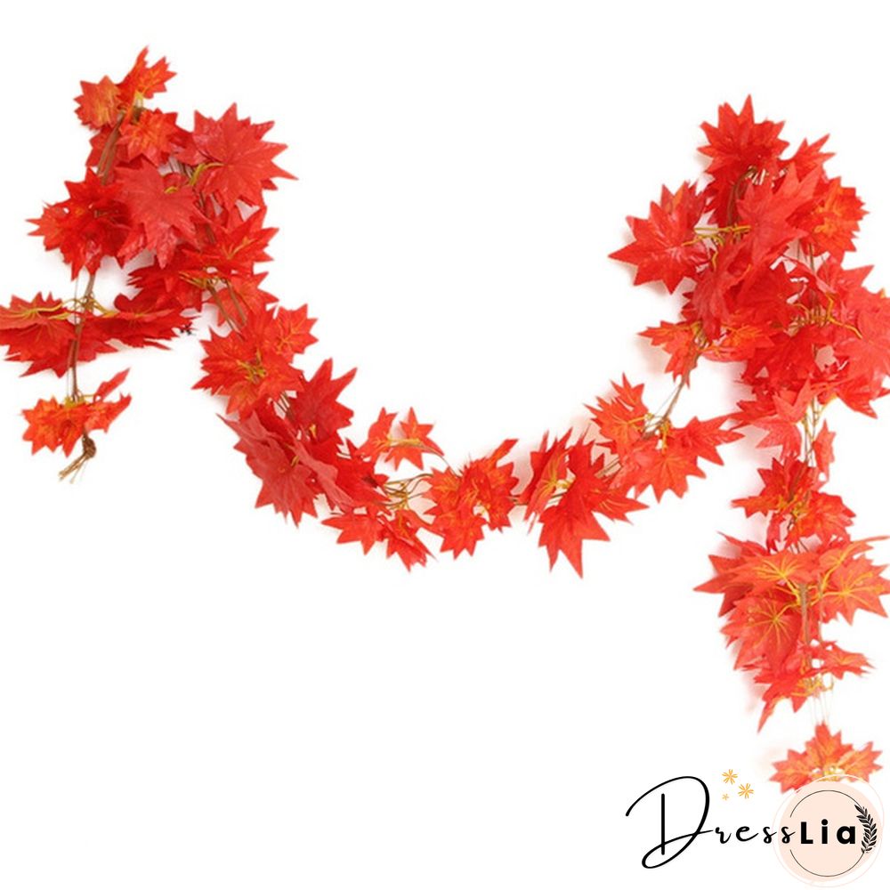 2.4m Window Autumn Leaves Garland Maple Leaf Wreath Vine Fake Foliage Home Garden Decor