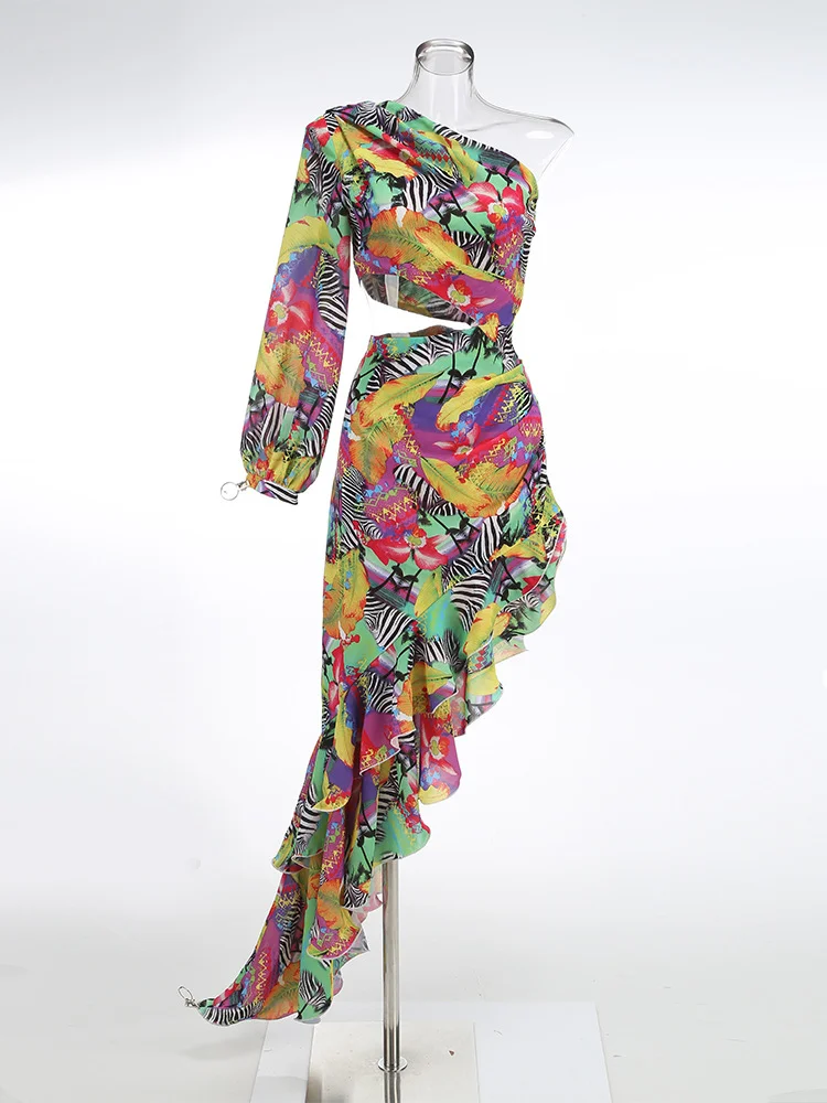 Zingj Summer Sexy Sleeves Irregular Lotus Leafy Dress Temperament Holiday Dress Dress Dress Dress Dress