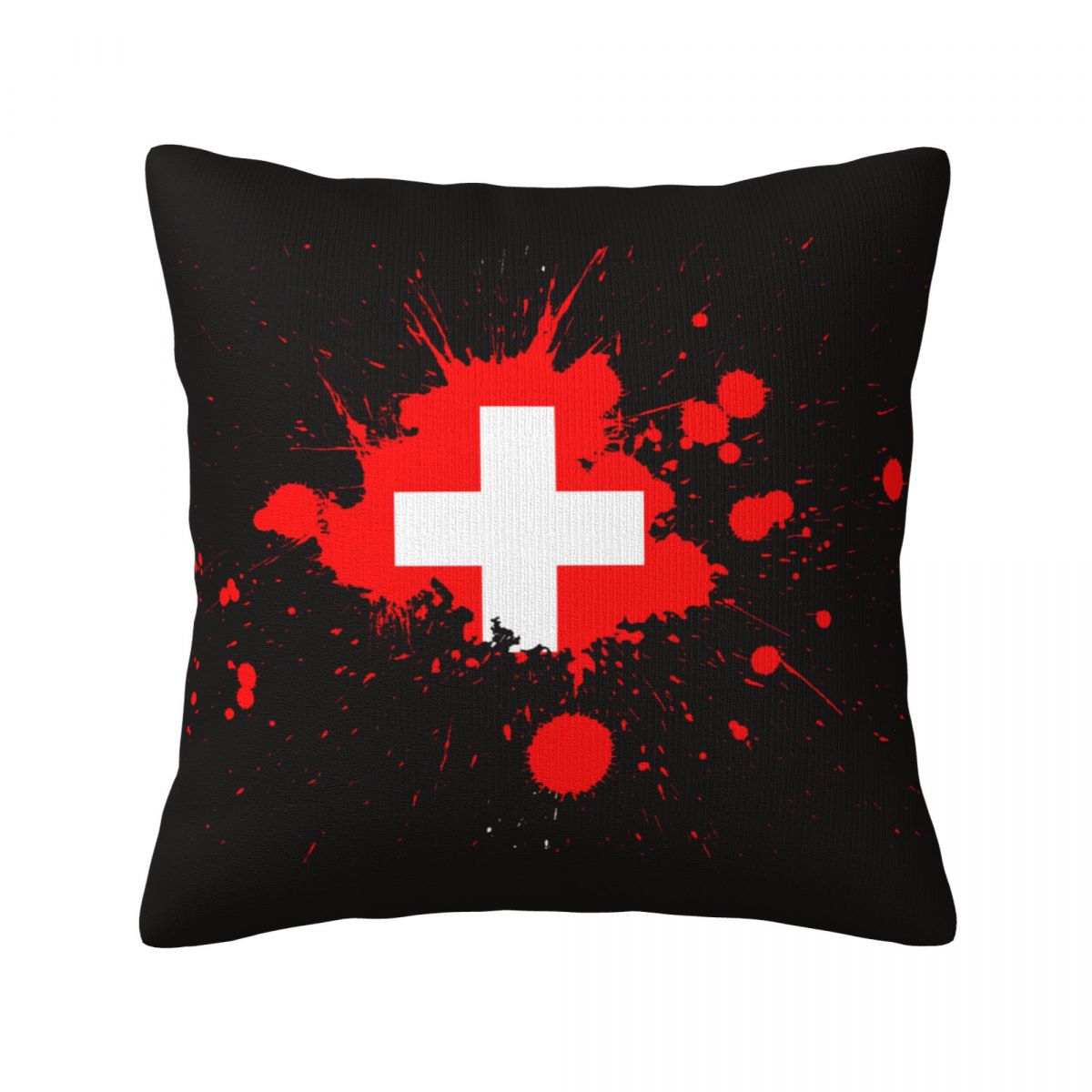 Switzerland Ink Spatter Throw Pillows 18 x 18 inch