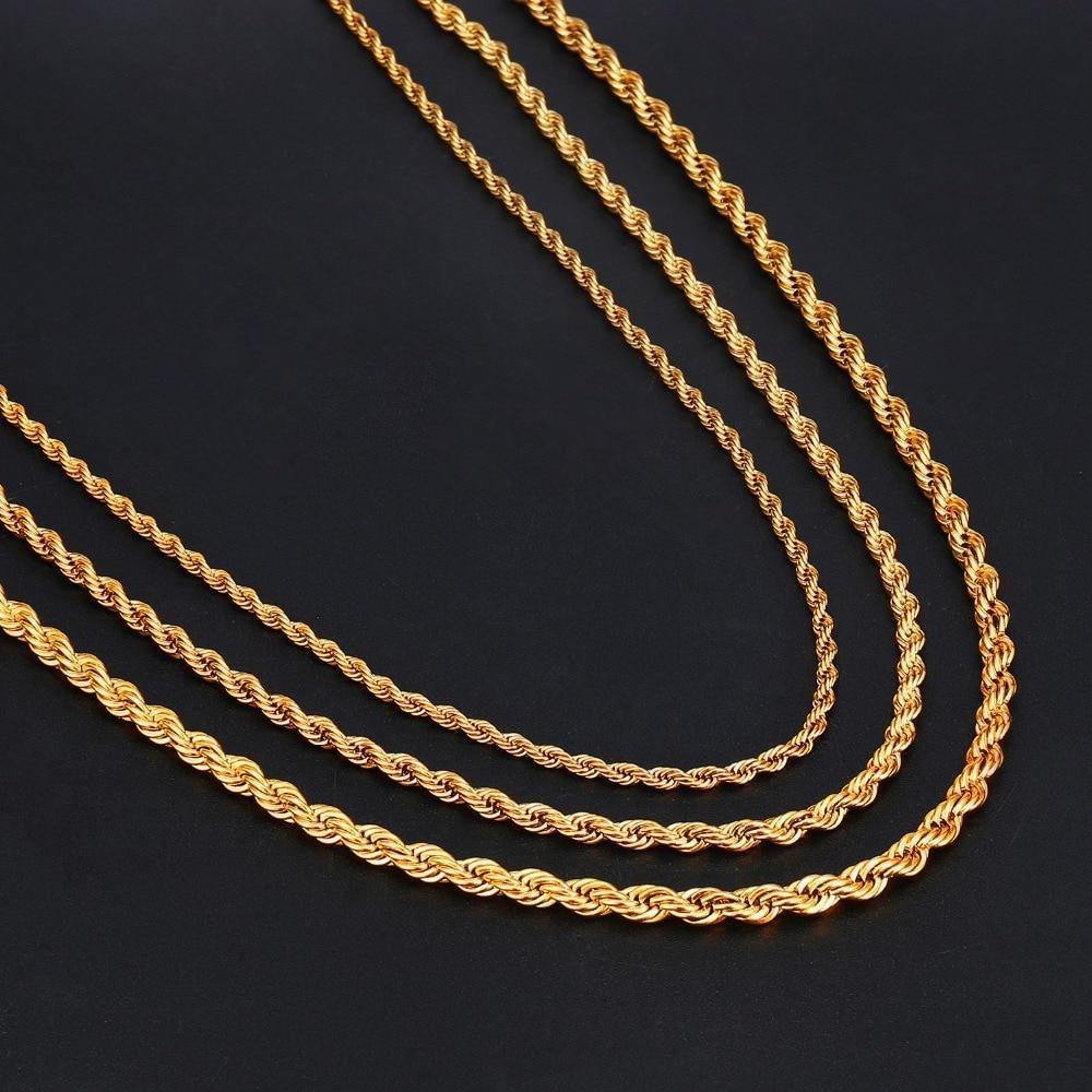 3mm 4mm 5mm Rope Chain Necklace-VESSFUL