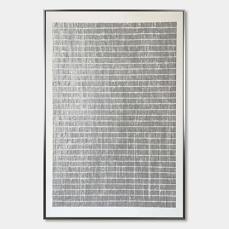 SILVER LININGS: Textured Minimalist Abstract Oil Painting（Canvas painting）