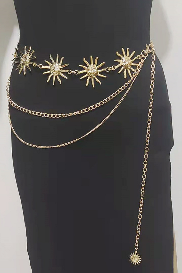 Metal Abstract Sun Flower Belt Waist Chain